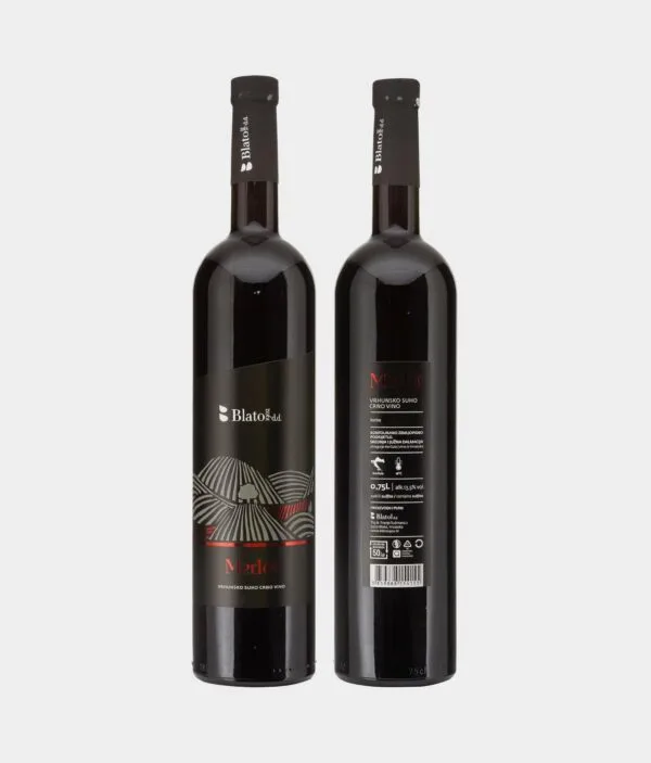 Merlot - Blato 1902 - Vrhunsko - predná a zadná časť