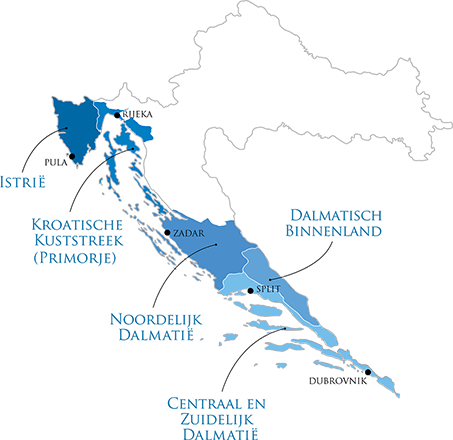 Kroatischer Wein aus der KüstenregionKroatischer Wein aus dem kontinentalen Kroatien