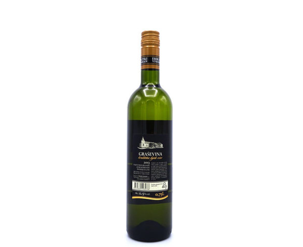Graševina uit Kroatië, achterkant van de fles