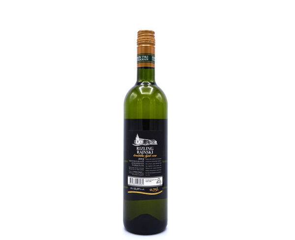 Riesling wijn uit Kroatië, achterkant van de fles