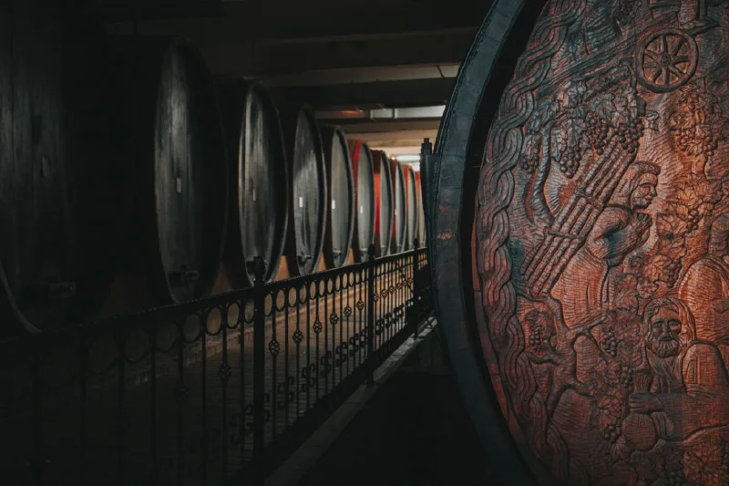 Wine barrels in the wine cellar of Erdut
