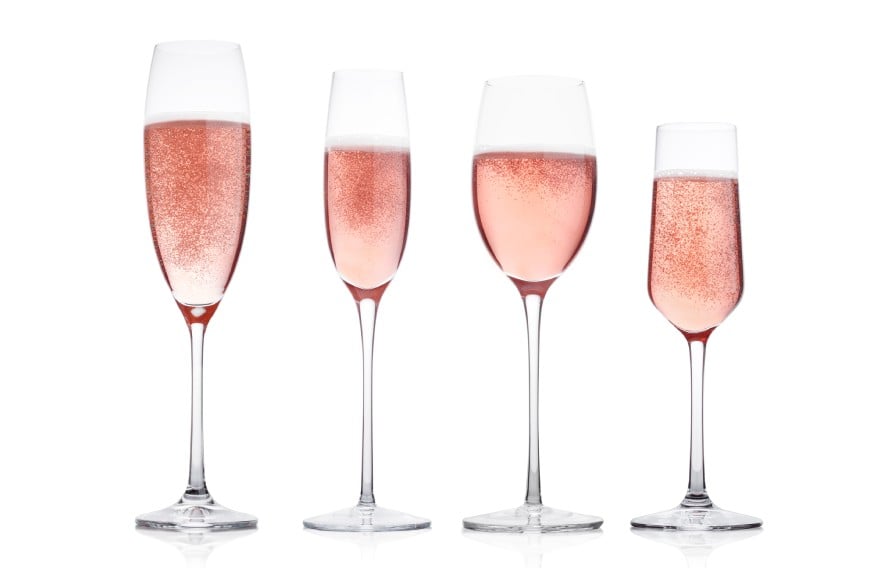 Wine glasses for sparkling wine such as champagne are often small and high