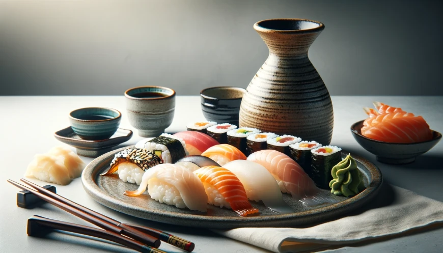 Sake ass den traditionelle Reiswein, dee mat Sushi gedronk gëtt
