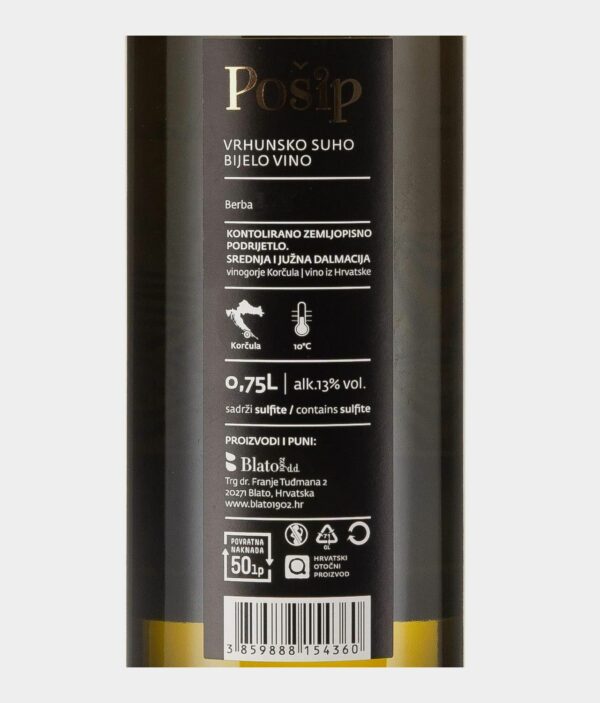 Pošip - Blato 1902 - Vrhunsko - label