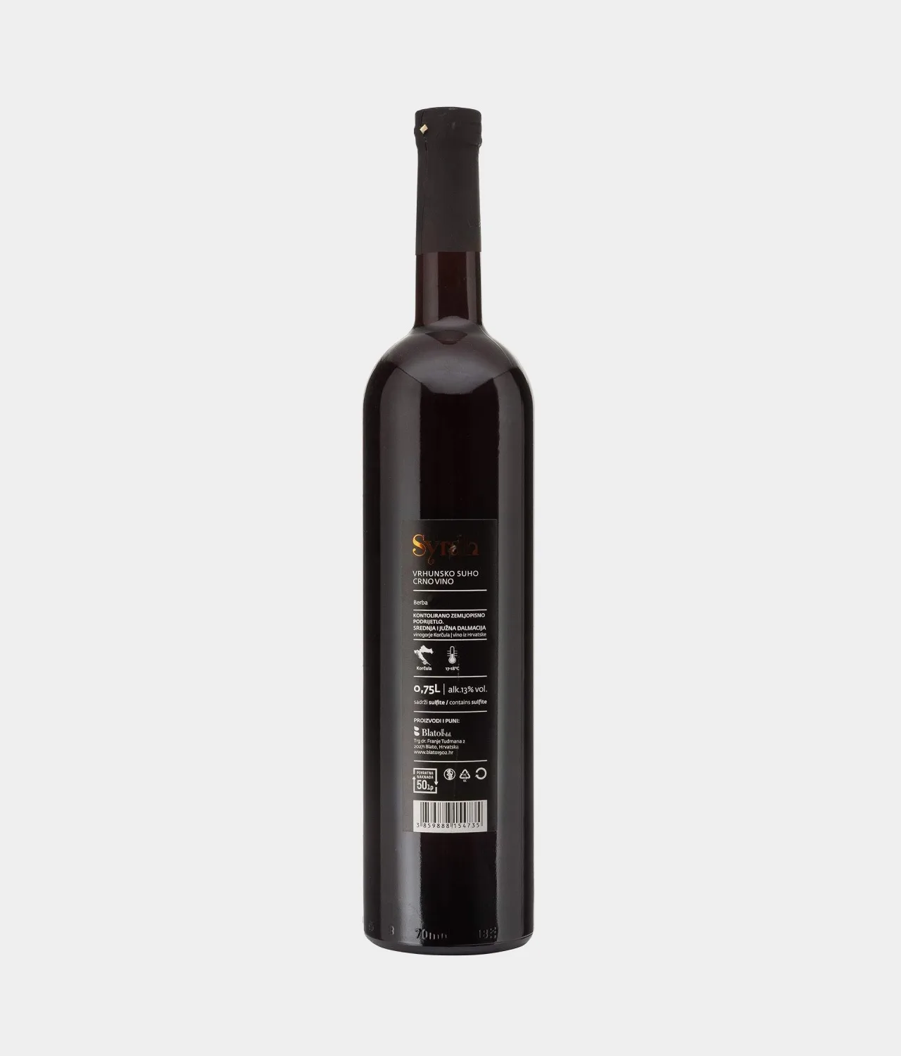Syrah - Shiraz - Blato 1902 - Vrhunsko - back