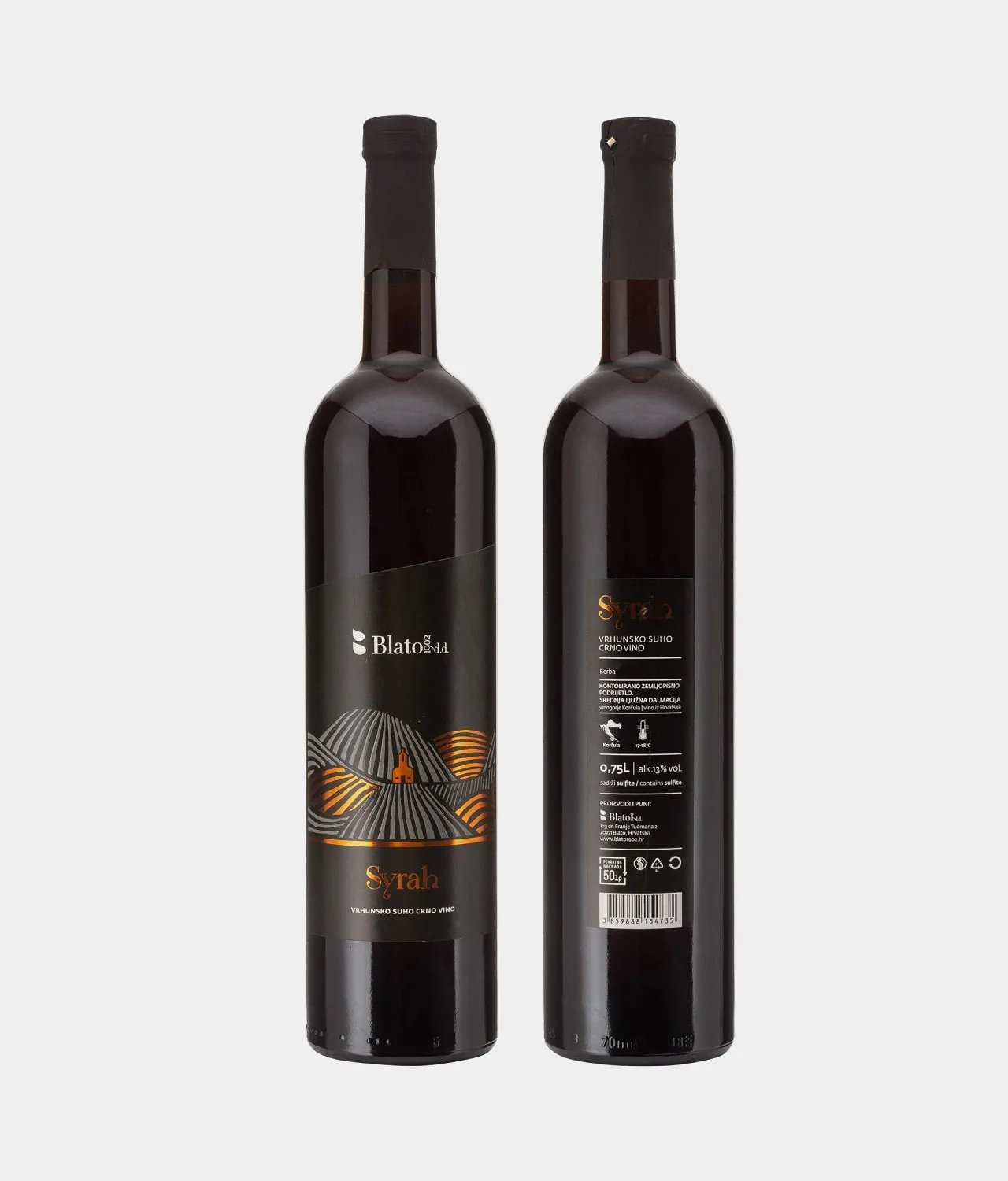 Syrah - Shiraz - Blato 1902 - Vrhunsko - front & back